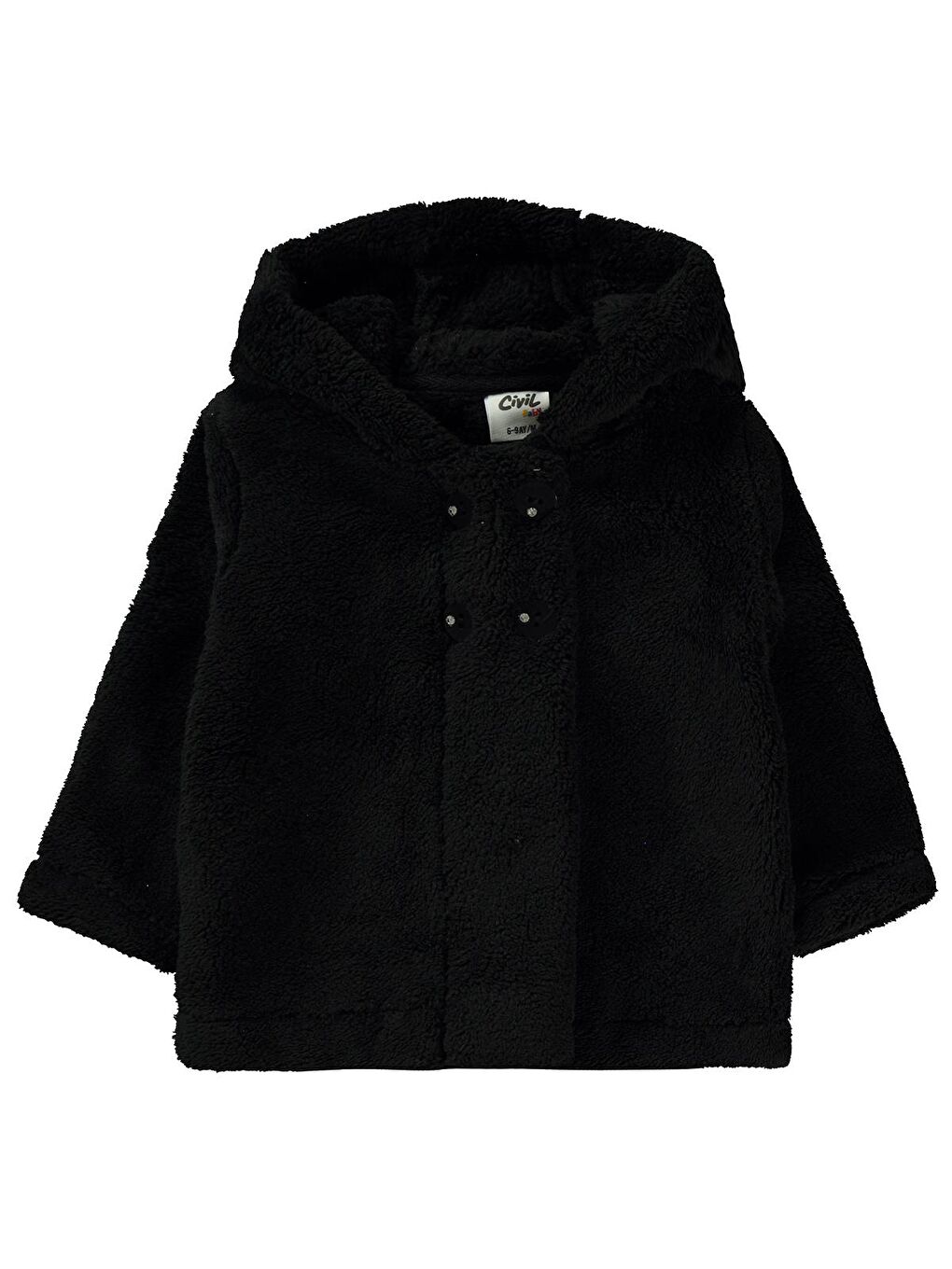 Baby Kapüşonlu Patlı 6-18 Ay Hırka - Siyah 18-24 Ay-1