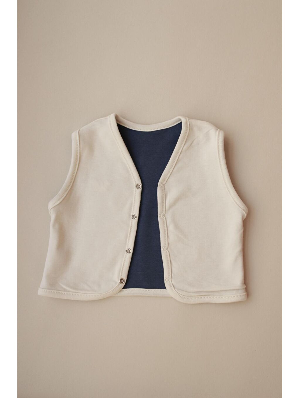 İndigo Yengeç Nakışlı Çift Taraflı Yelek-4