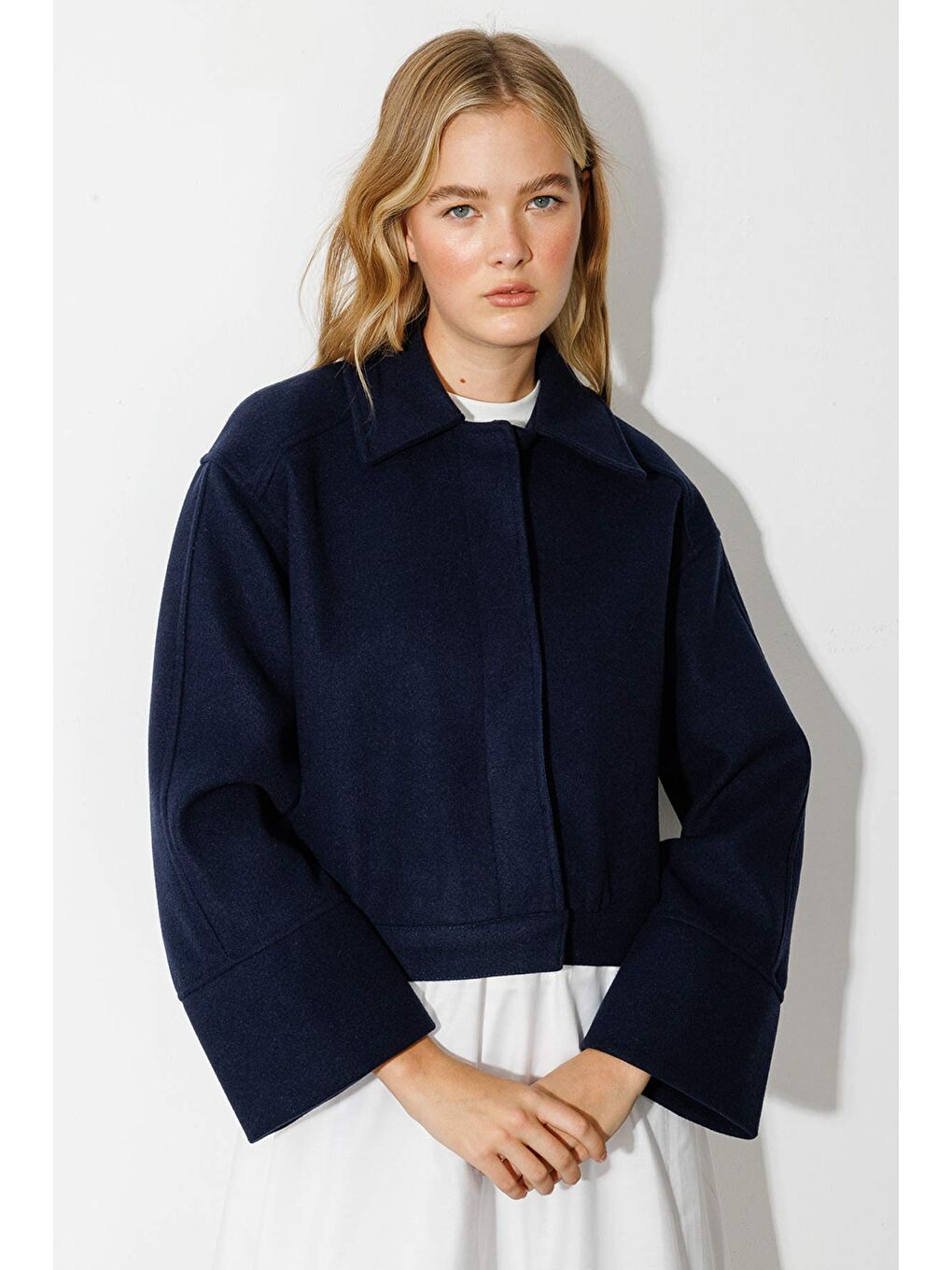 Andera Manşet Kol Lacivert Kaşe Ceket-2