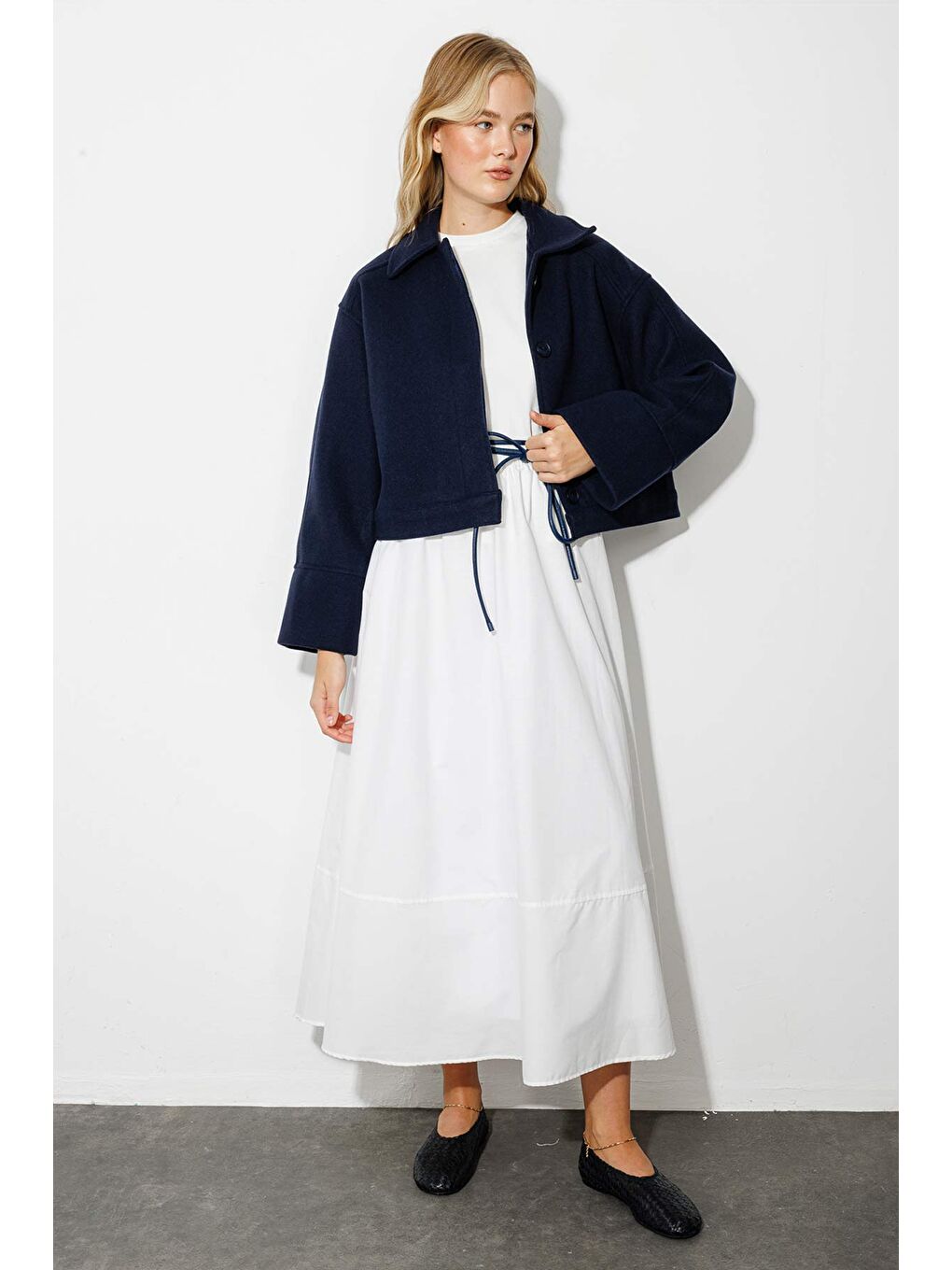 Andera Manşet Kol Lacivert Kaşe Ceket-3