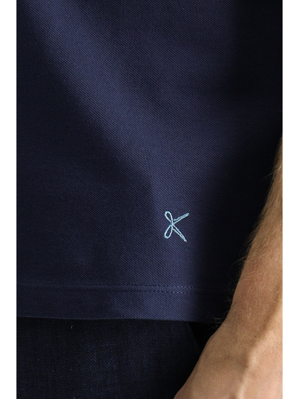 Lacivert Slim Fit Dar Kesim Nakışlı Pamuk Polo Yaka %100 Pamuk Tişört-4