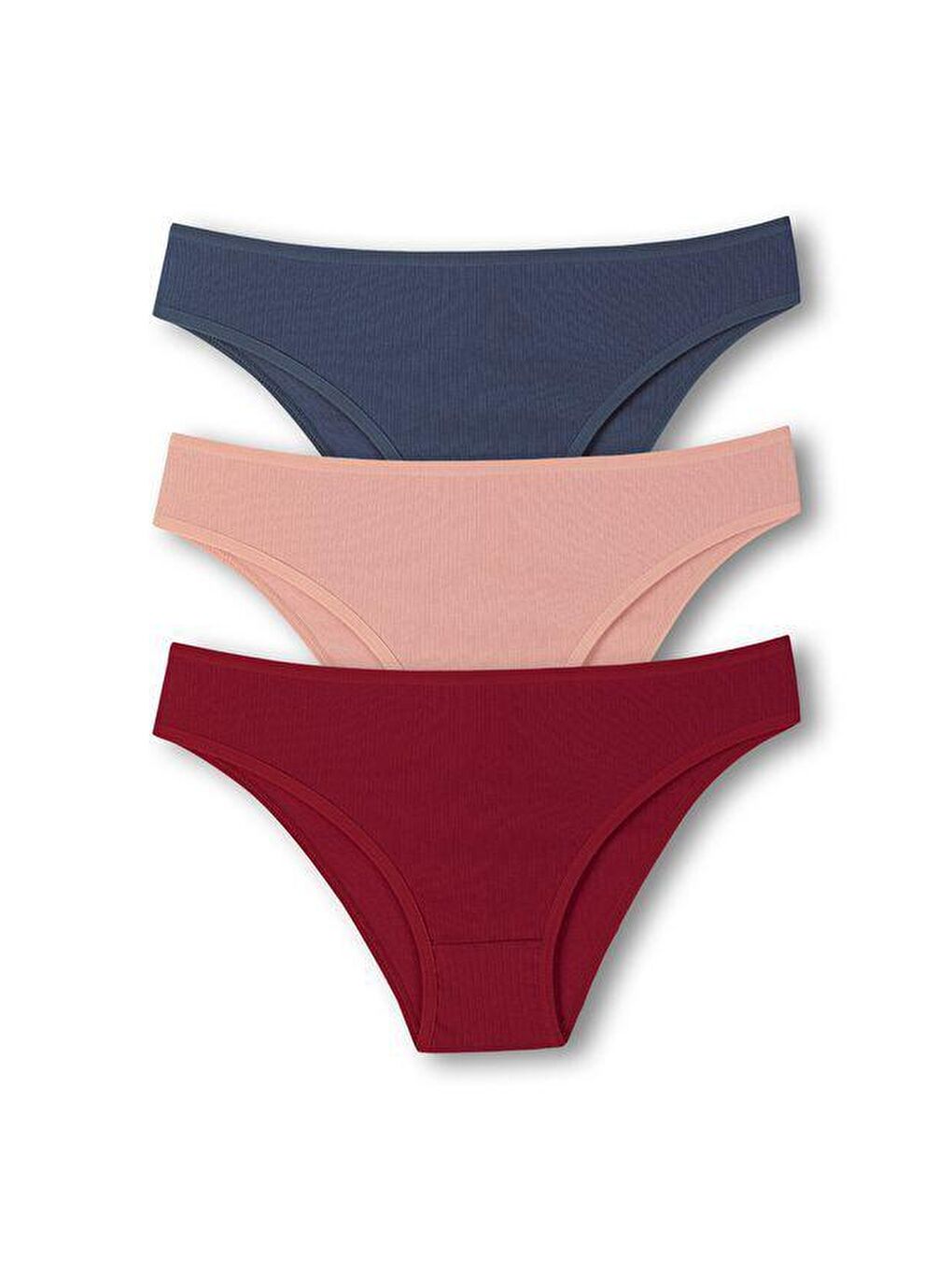 Pembe Pamuklu Fitilli Dokulu Slip Kadın Külot 3'lü