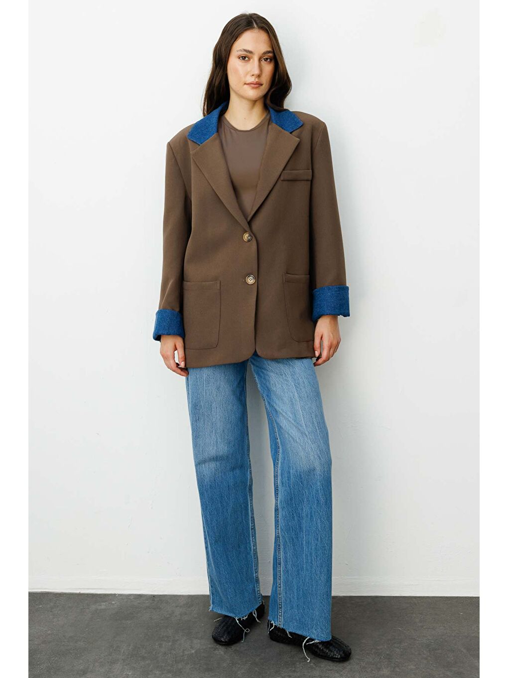 Jean Garni Detaylı Blazer Koyu Haki Ceket-3