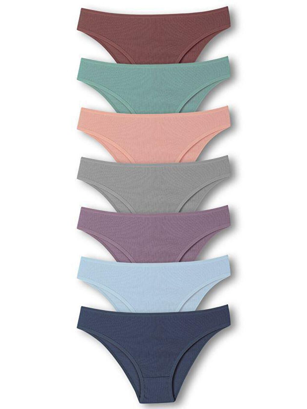 Karışık Pamuklu Fitilli Dokulu Slip Kadın Külot 7'li