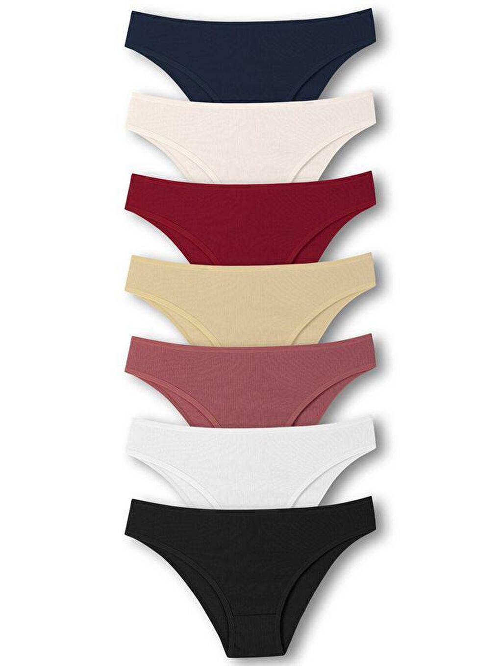 Karışık Pamuklu Fitilli Dokulu Slip Kadın Külot 7'li