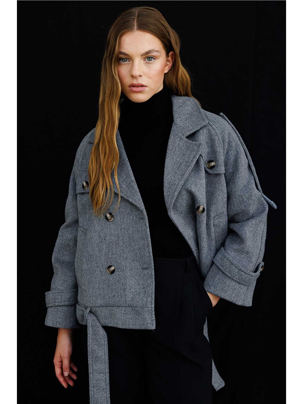 Isabel Kısa Antrasit Kaşe Kaban