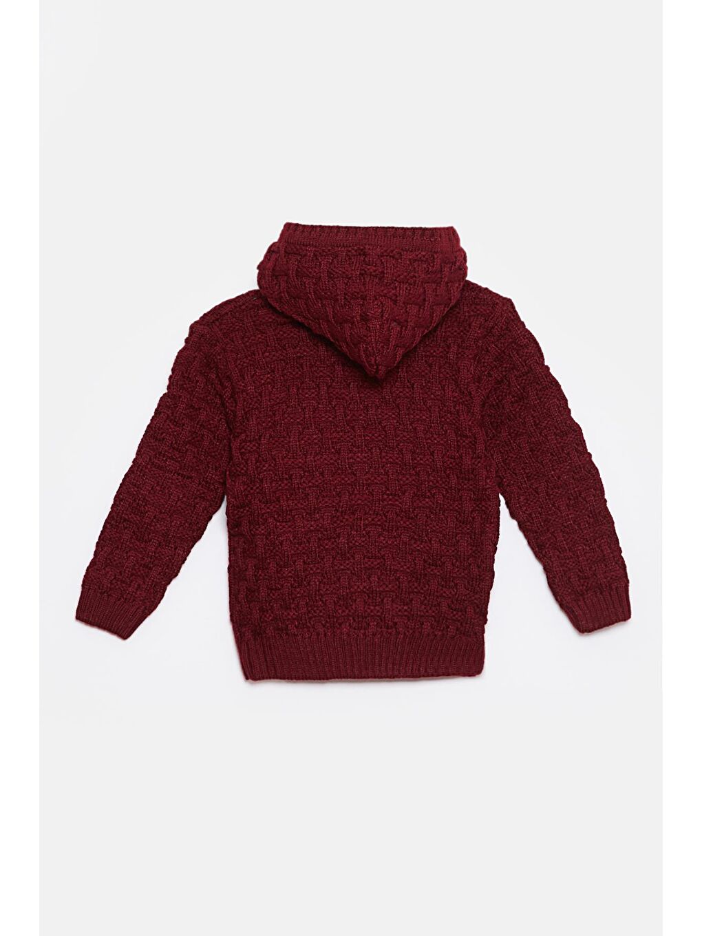 Bordo Kürk Detaylı Triko Erkek Bebek Hırka-1