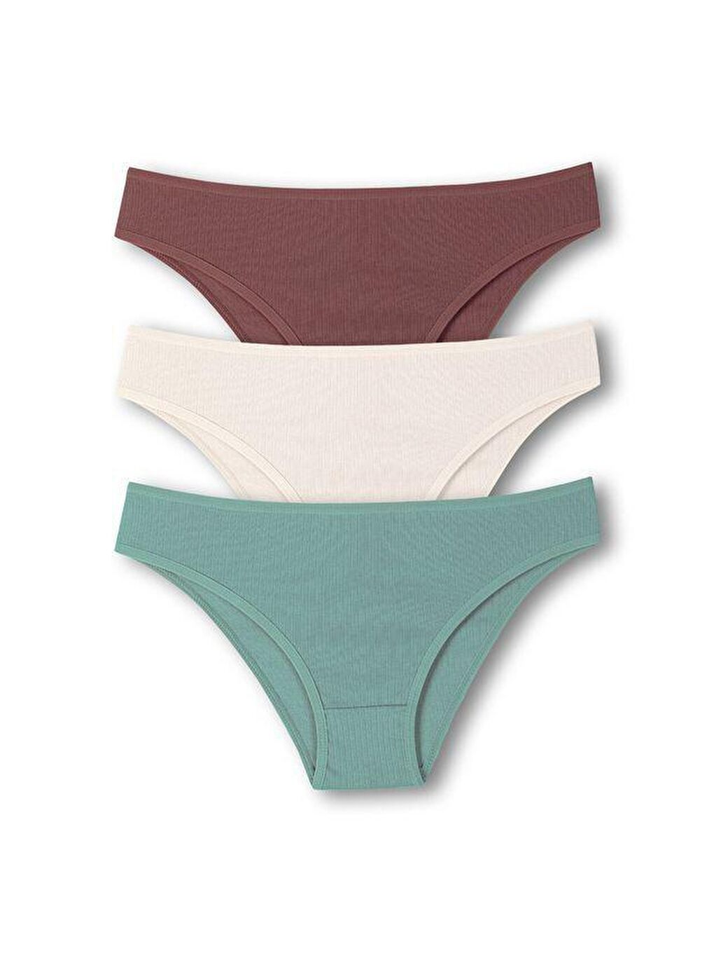 Karışık Pamuklu Fitilli Dokulu Slip Kadın Külot 3'lü