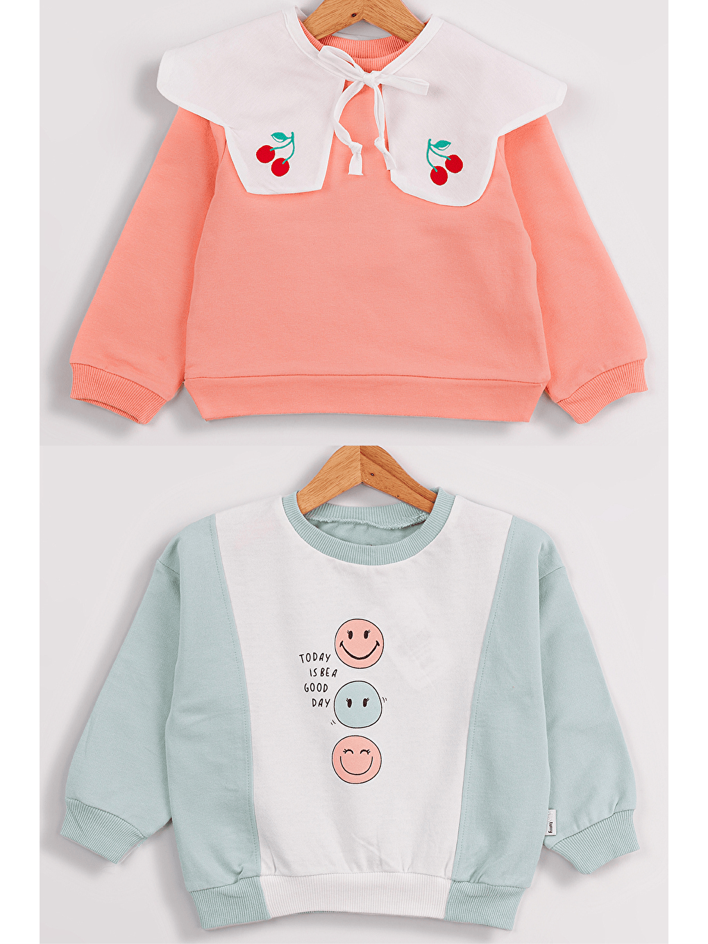 MİSSTUFFY Yeşil Kız Bebek  2'li Paket Basic Sweatshirt