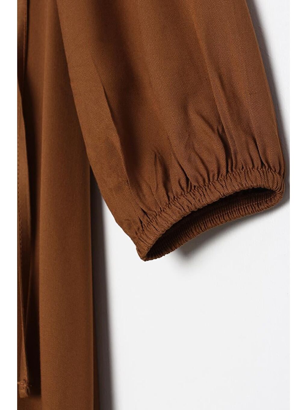 Kahverengi Açık Kahve-Fistolu Ve Nervürlü Rahat Kalıp Viskon Elbise-5