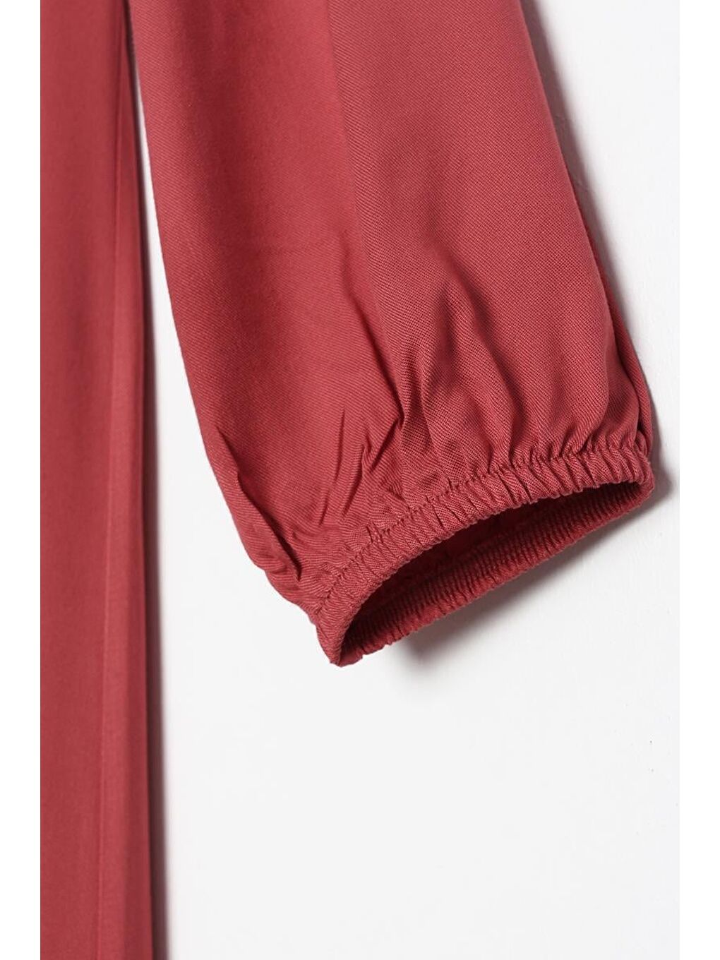 Pembe Gül Kurusu-Fistolu Ve Nervürlü Rahat Kalıp Viskon Elbise-5