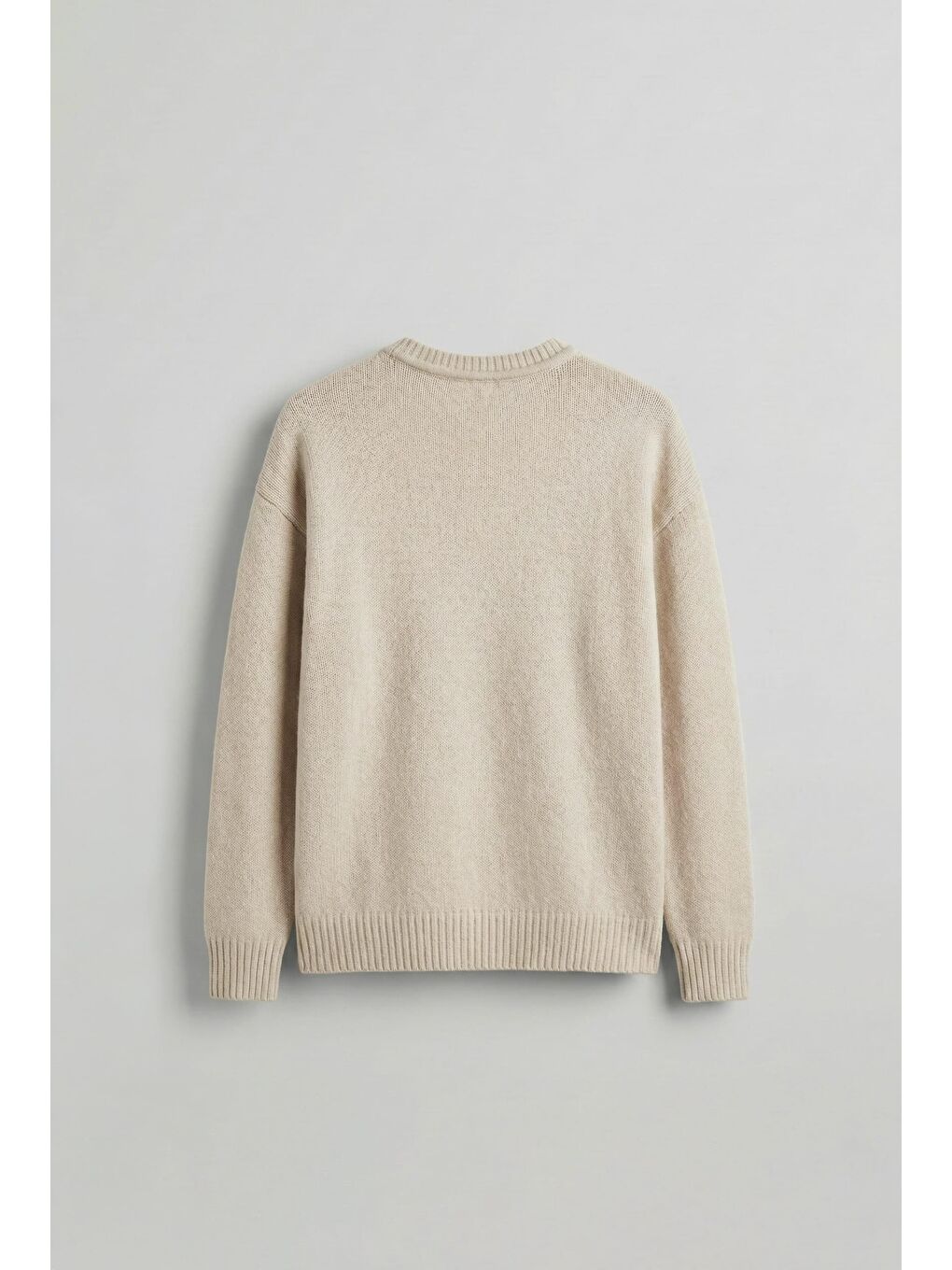 Bej Erkek Oversize Yumuşak Dokulu Kazak Taş-1