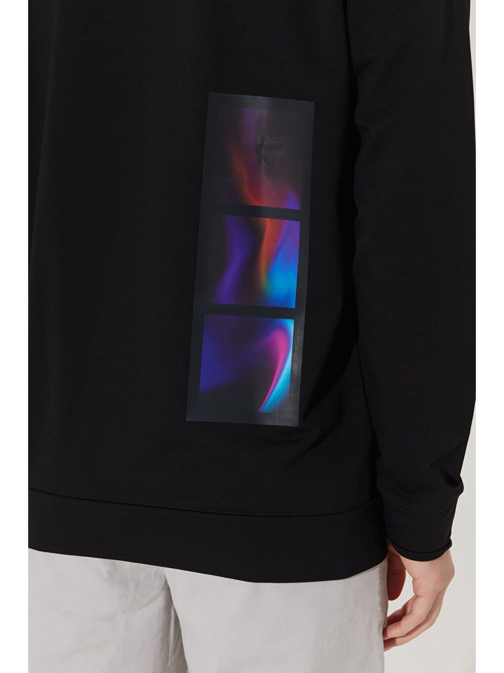Erkek Siyah Standart Fit Normal Kesim Bisiklet Yaka Sweatshirt-5