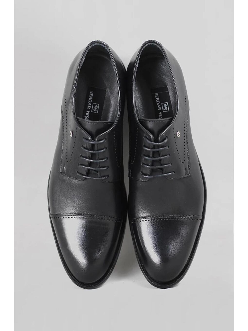 Siyah Serdar Yeşil Tunga Büyük Numara Erkek Hakiki Deri Klasik Ayakkabı-3