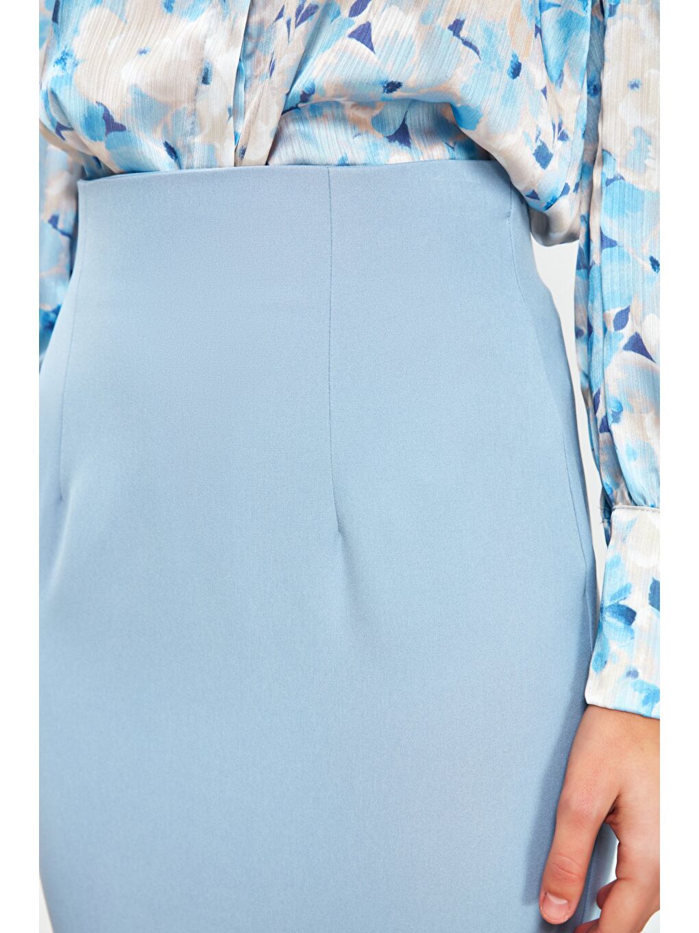 Düz Kalem Etek - Bebe Mavi-3