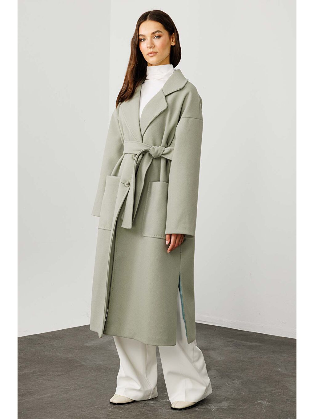 Yeşil Punto Dikişli Çağla Kaban-1