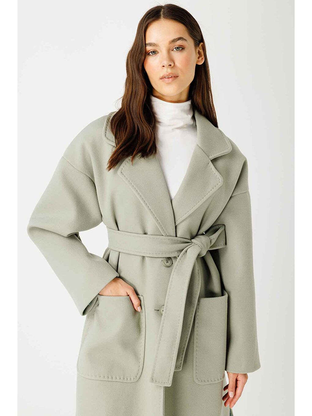 Yeşil Punto Dikişli Çağla Kaban-2