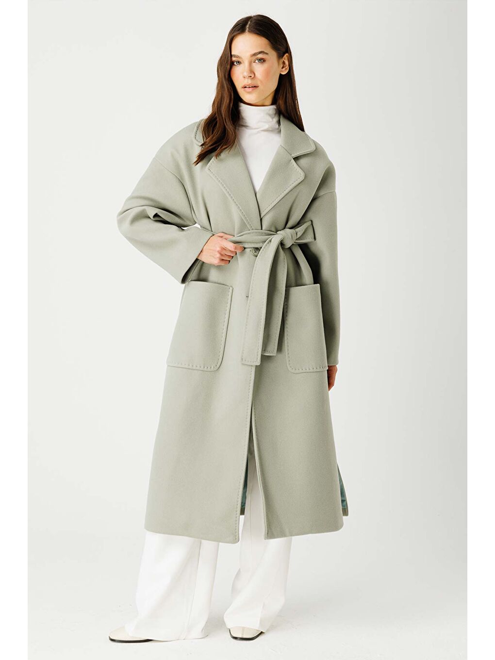 Yeşil Punto Dikişli Çağla Kaban-3