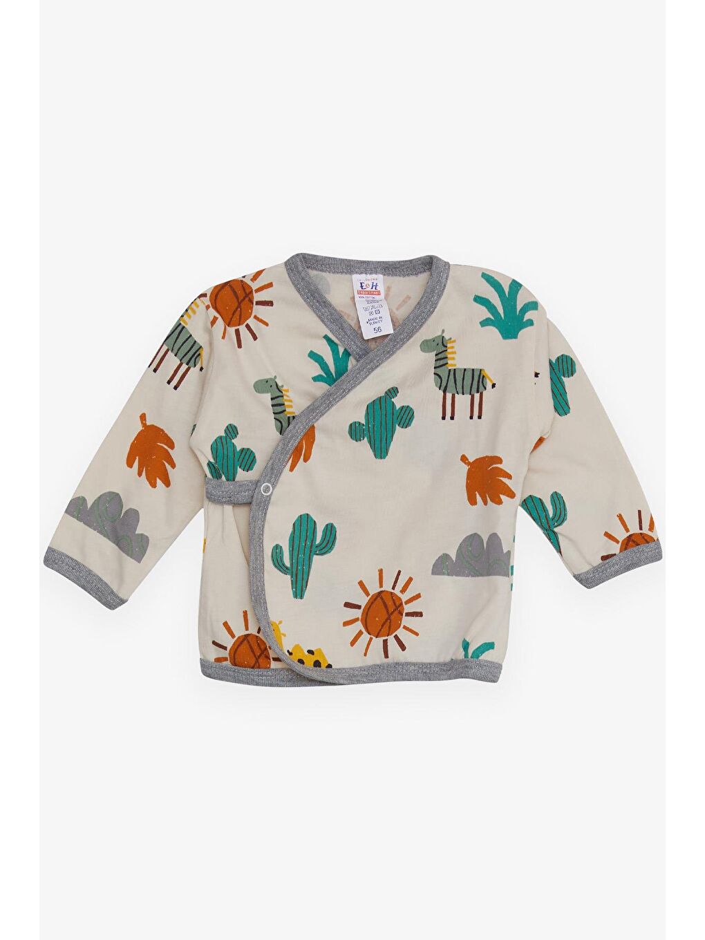 Ekru Erkek Bebek Hastane Çıkışı 5 li Çöl Temalı Kaktüs Baskılı Krem (0-3 Ay)-2