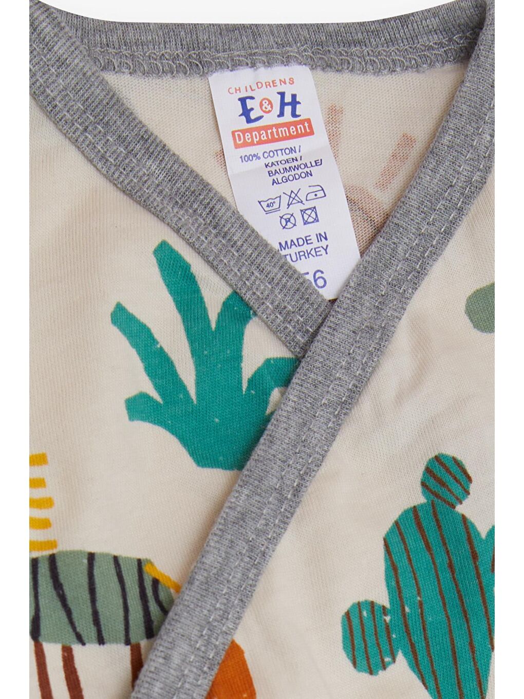 Ekru Erkek Bebek Hastane Çıkışı 5 li Çöl Temalı Kaktüs Baskılı Krem (0-3 Ay)-6