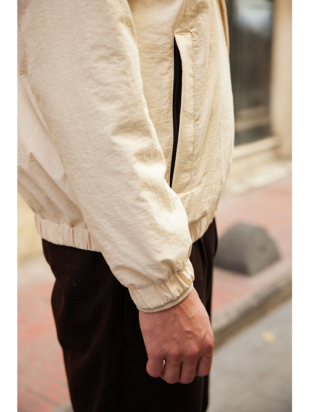 Bej Erkek Paraşüt Mont Ceket-2