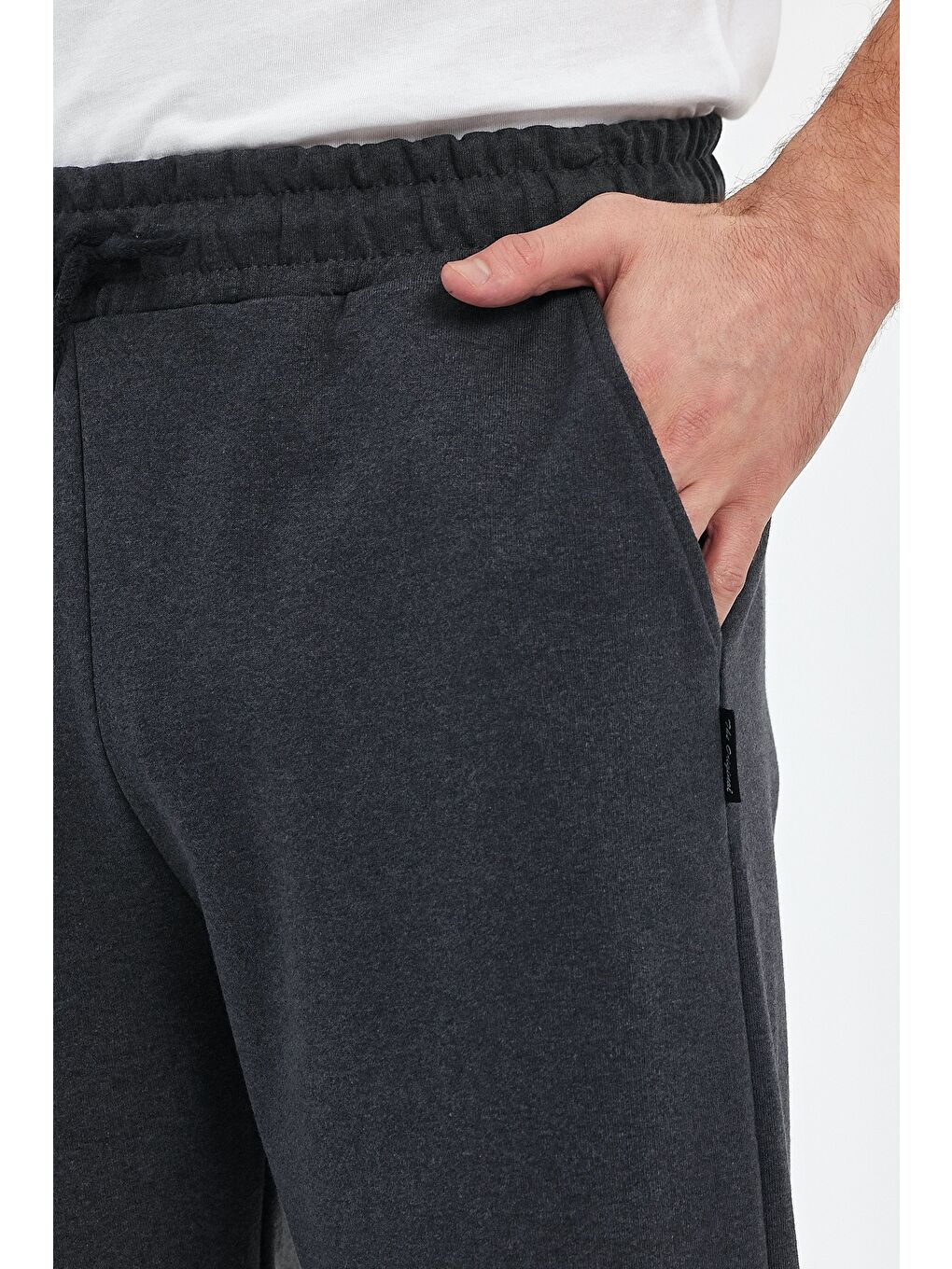 Erkek Yanları Cepli Antrasit Bermuda Diz Altı Kapri Beli Ayarlanabilir Lastikli Uzun Şort-4