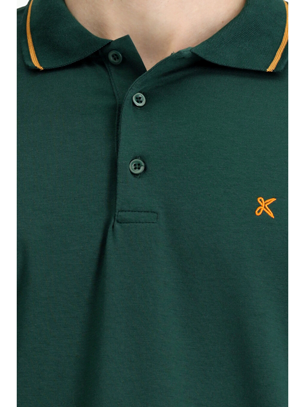 Yeşil Polo Yaka Slim Fit Dar Kesim Nakışlı Süprem Pamuklu Büyük Beden Tişört-6