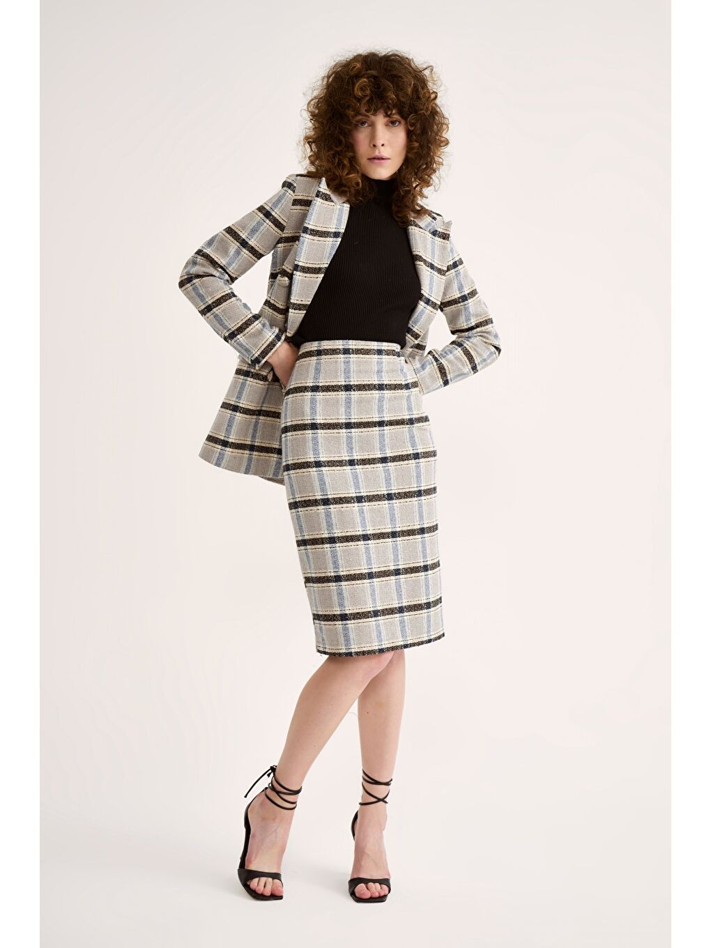 Ekose Kalem Etek - Mavi-1