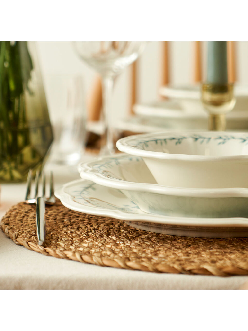 Isabella Stoneware 24 Parça 6 Kişilik Yemek Takımı Yeşil-5