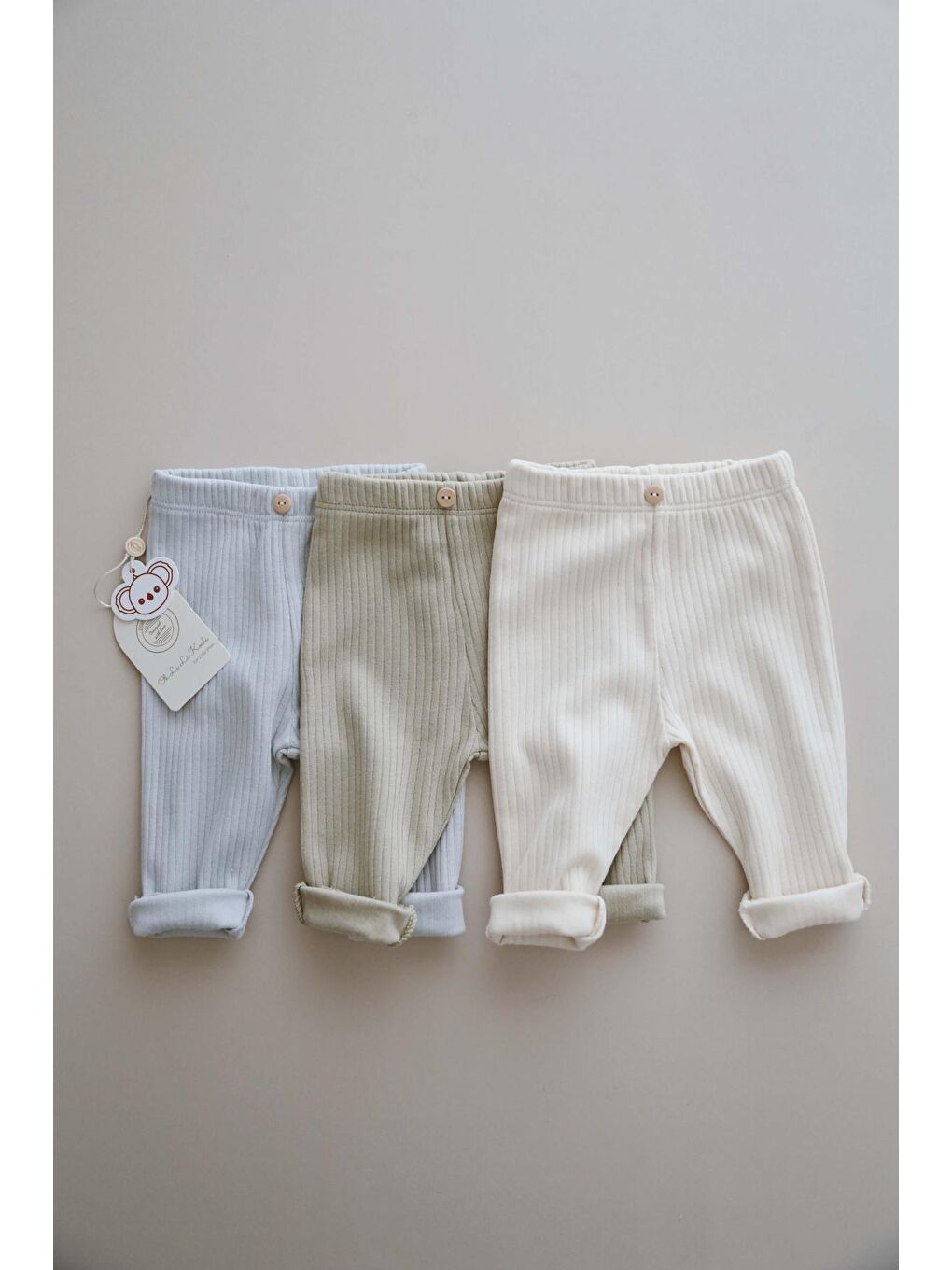 Ekru 3lü Bebek Fitilli Tayt Model 2-1