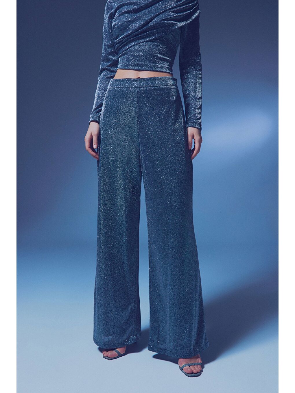 Simli Salaş Pantolon - Antrasit-5