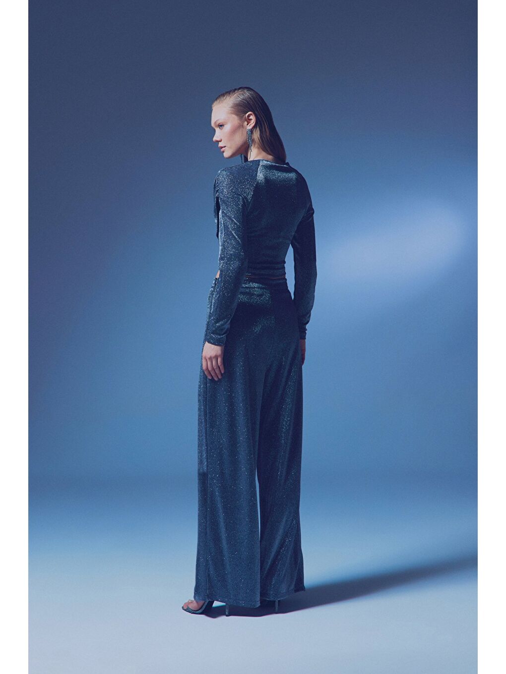 Simli Salaş Pantolon - Antrasit-6