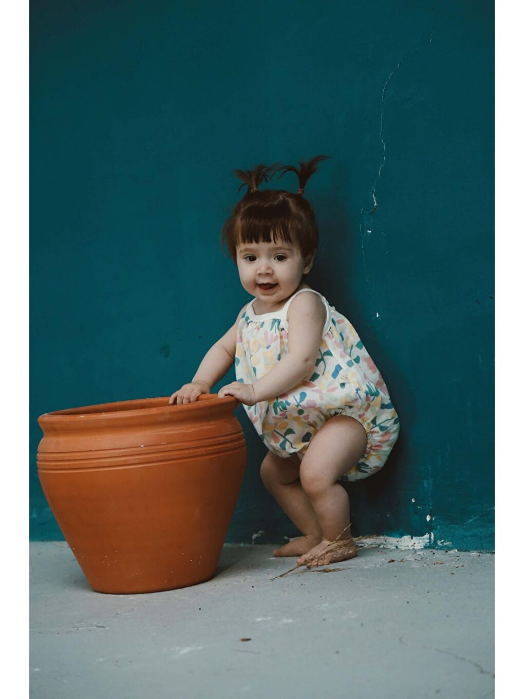 Bej Renkli Baskılı Bebek İp Askılı Tulum-3