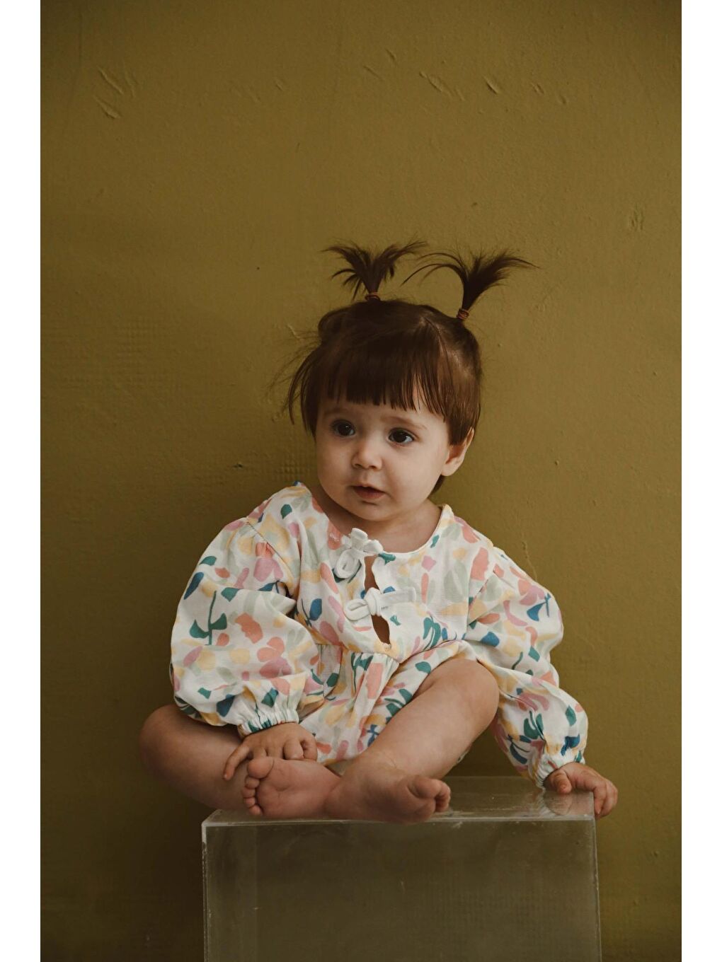 Bej Renkli Baskılı Bebek Uzun Kollu Tulum-5