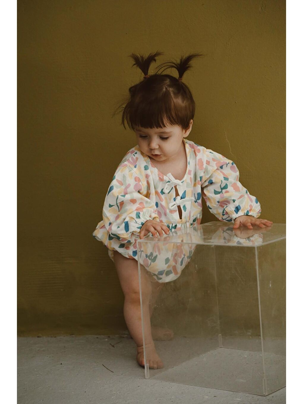 Bej Renkli Baskılı Bebek Uzun Kollu Tulum-6