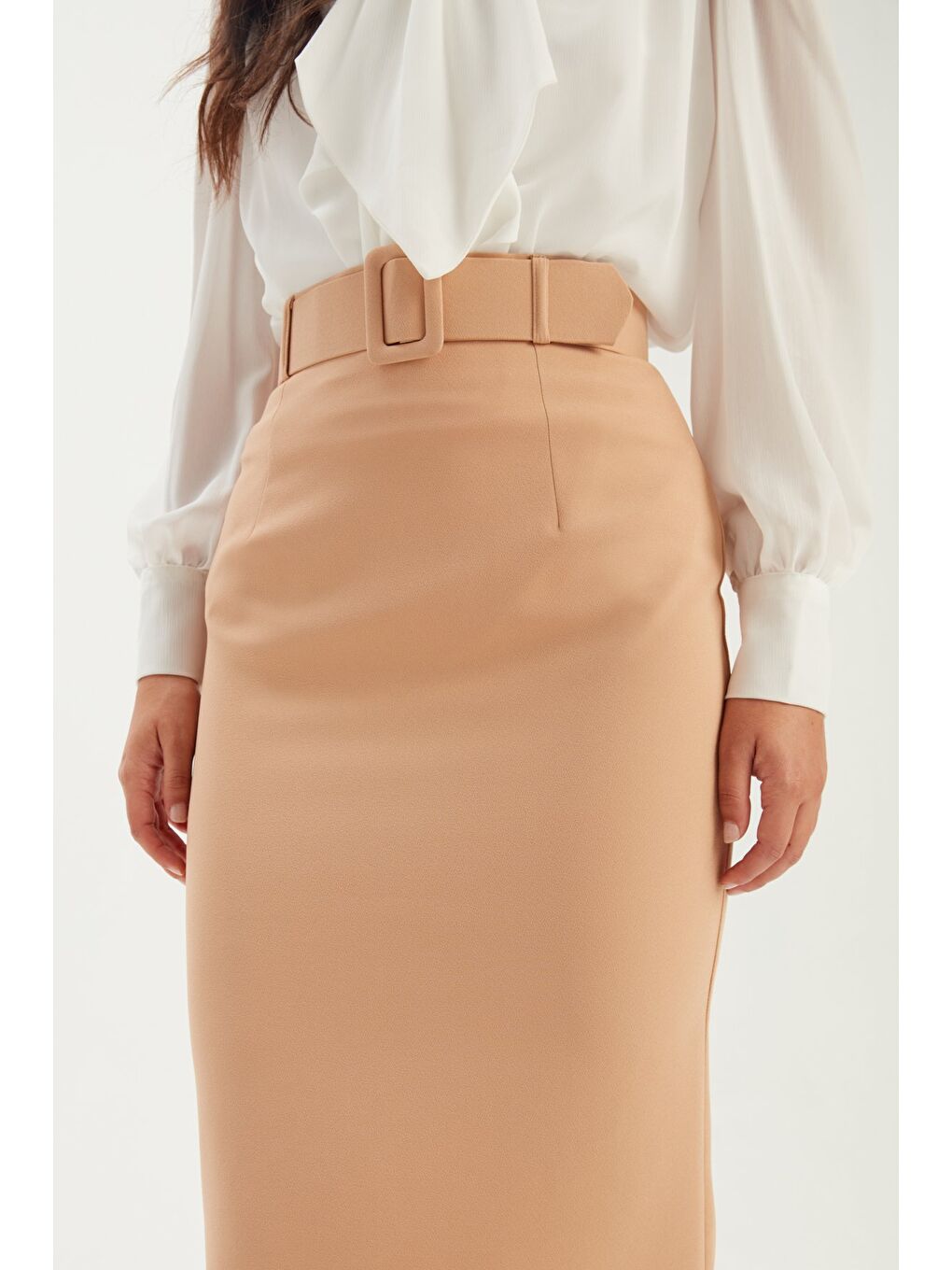 Kahverengi Kemerli Kalem Etek - Camel-5