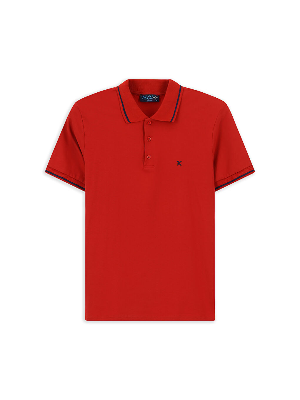 Kırmızı Polo Yaka Slim Fit Dar Kesim Nakışlı Süprem Pamuklu Büyük Beden Tişört-7