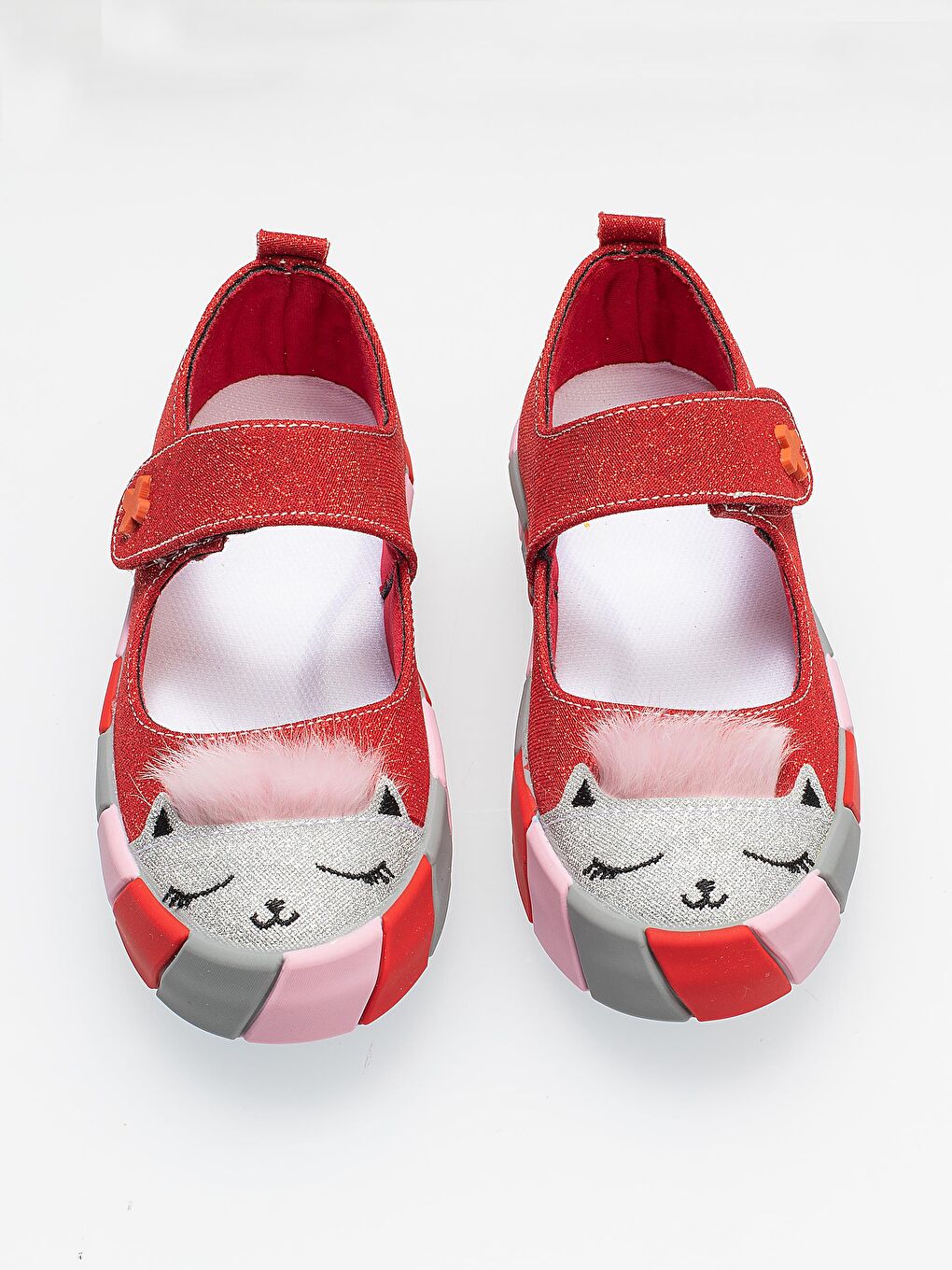 Casabony Kirmizi Kırmızı Simli Kedi Kız Sneaker Babet - 3