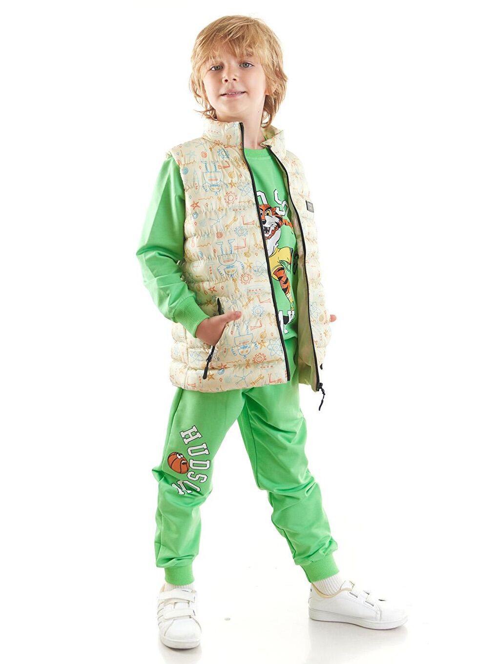 Ekru Erkek Çocuk Robot Baskılı Trend Şişme Yelek Ak213031-5