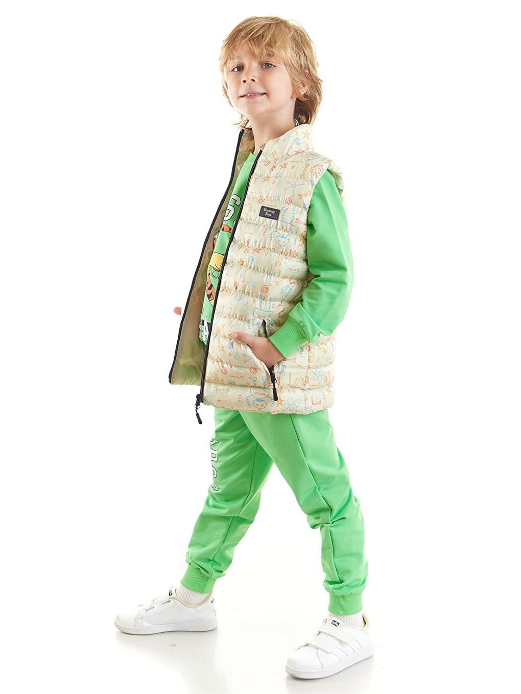 Ekru Erkek Çocuk Robot Baskılı Trend Şişme Yelek Ak213031-6