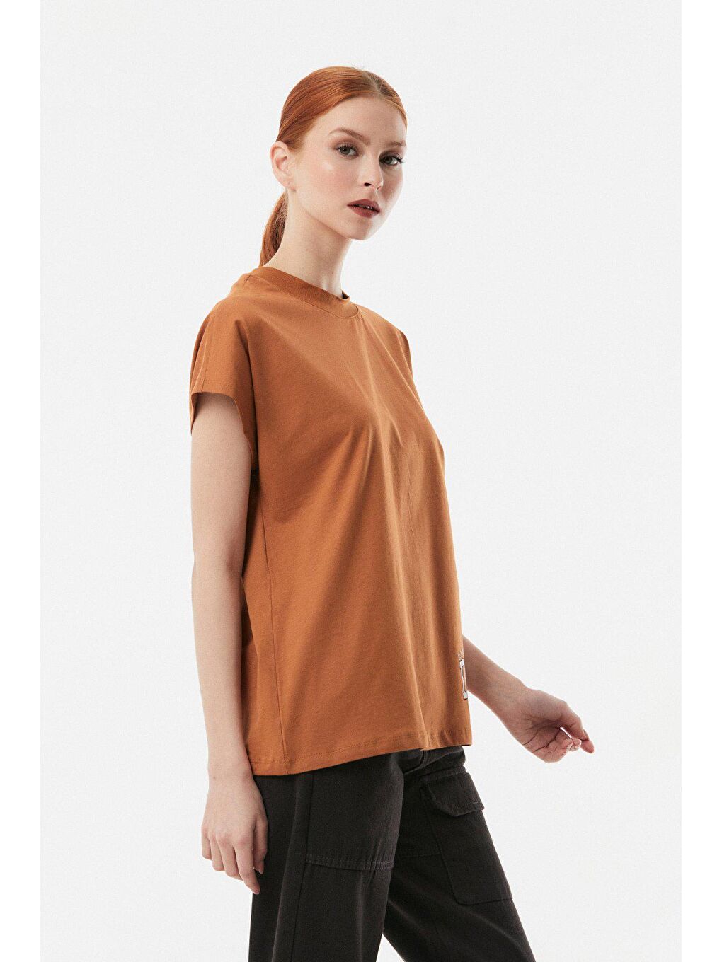 Sarı Denver Baskılı Dik Yaka Tişört-2