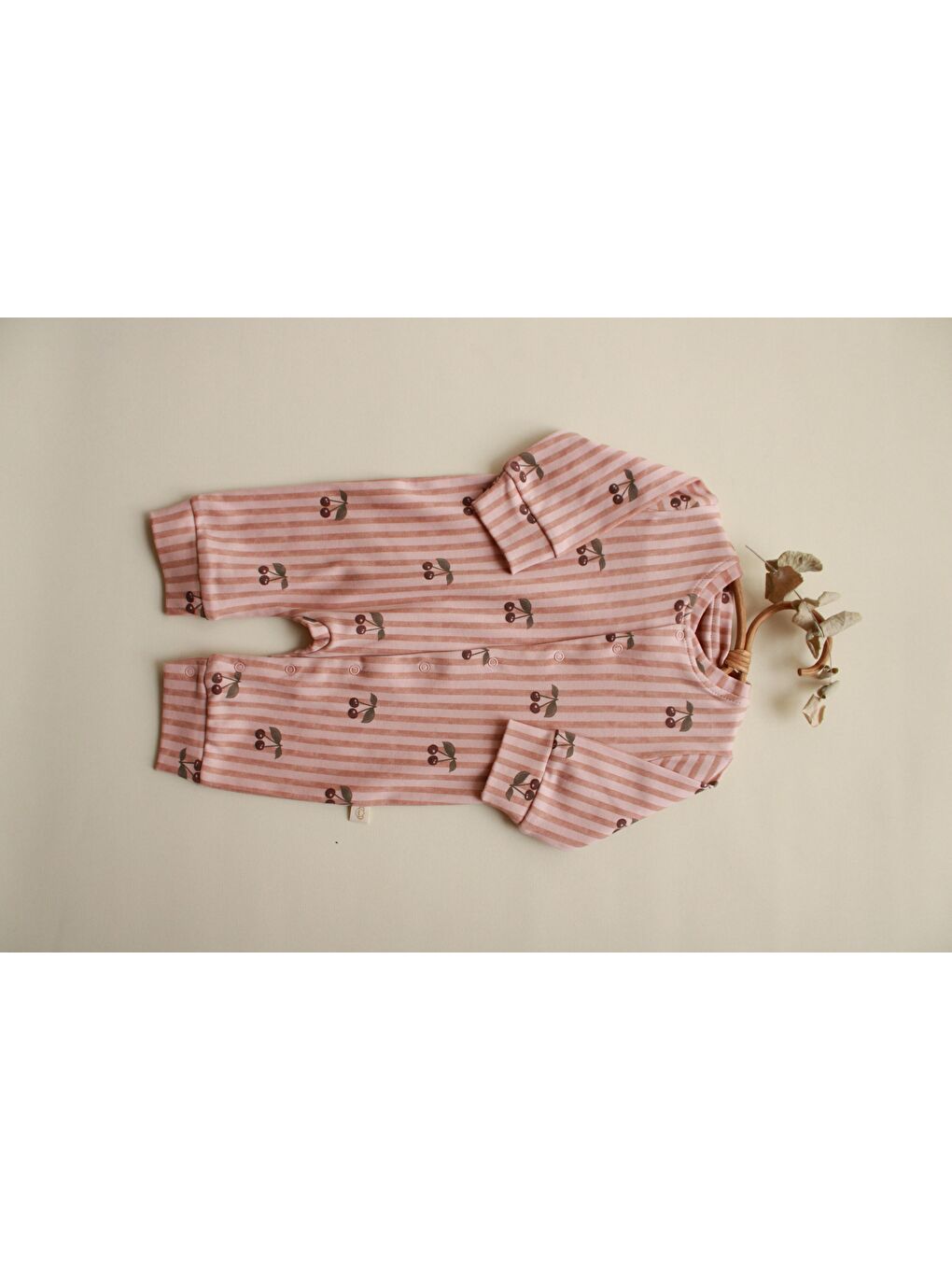 Bej Stripe Cherry Serisi Tulum-2