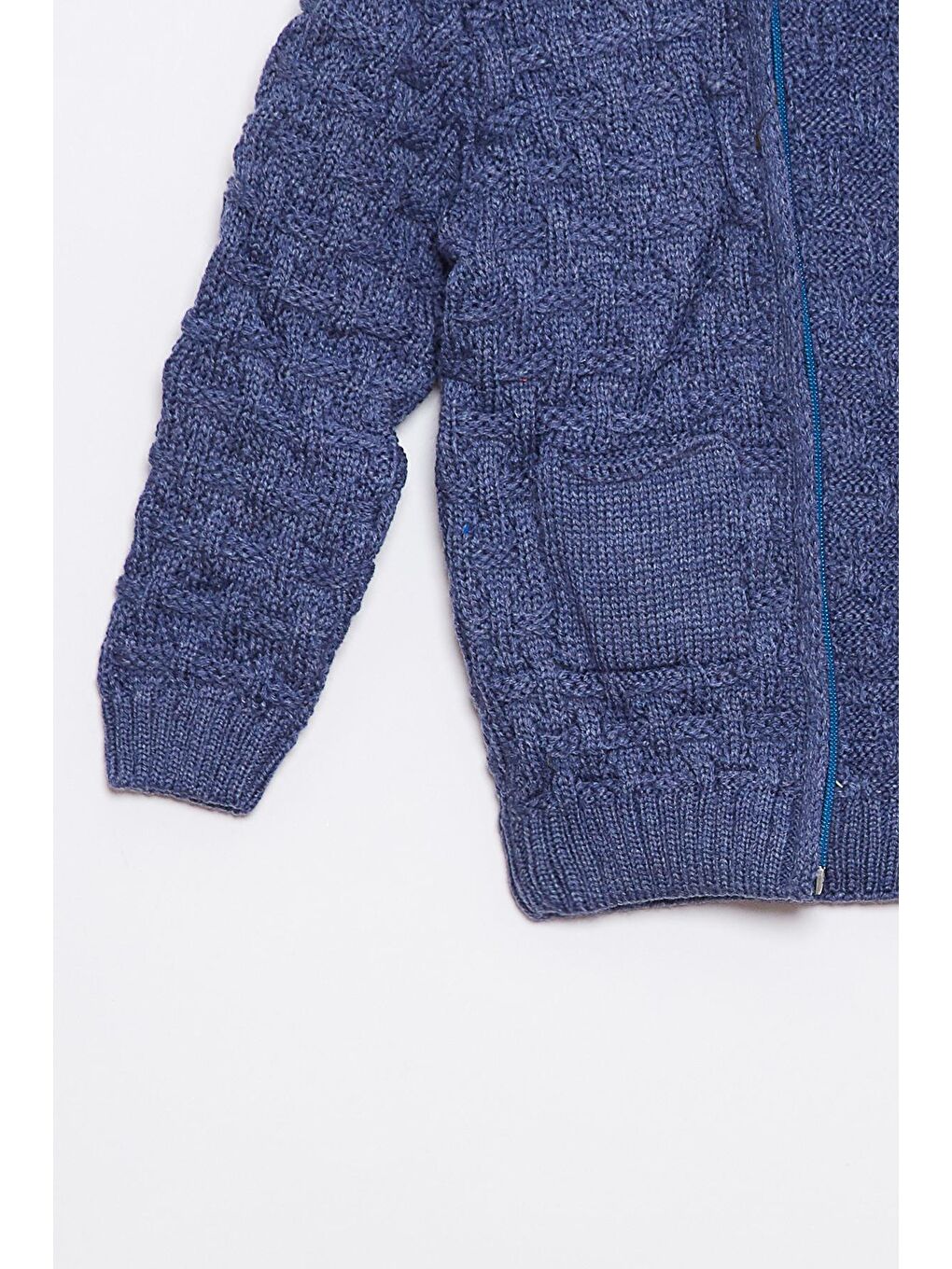 Mavi Kürk Detaylı Triko Erkek Bebek Hırka-2