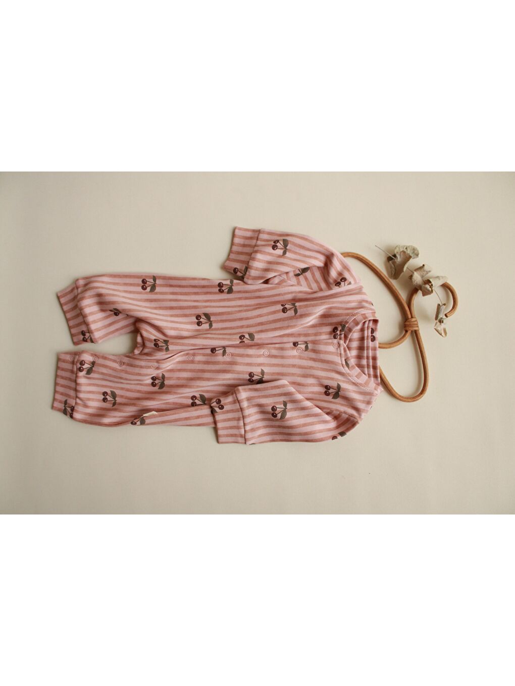 Bej Stripe Cherry Serisi Tulum-3