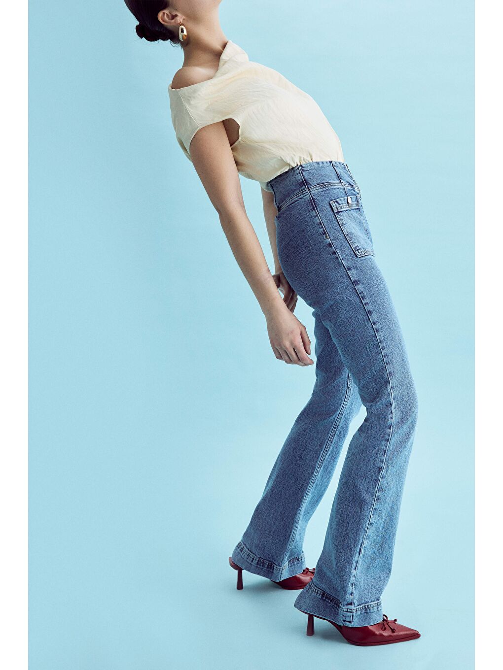 Mavi Kadın Jean Rengi 2S5-4 Flare Fit Önden Cepli Elastanlı Denim