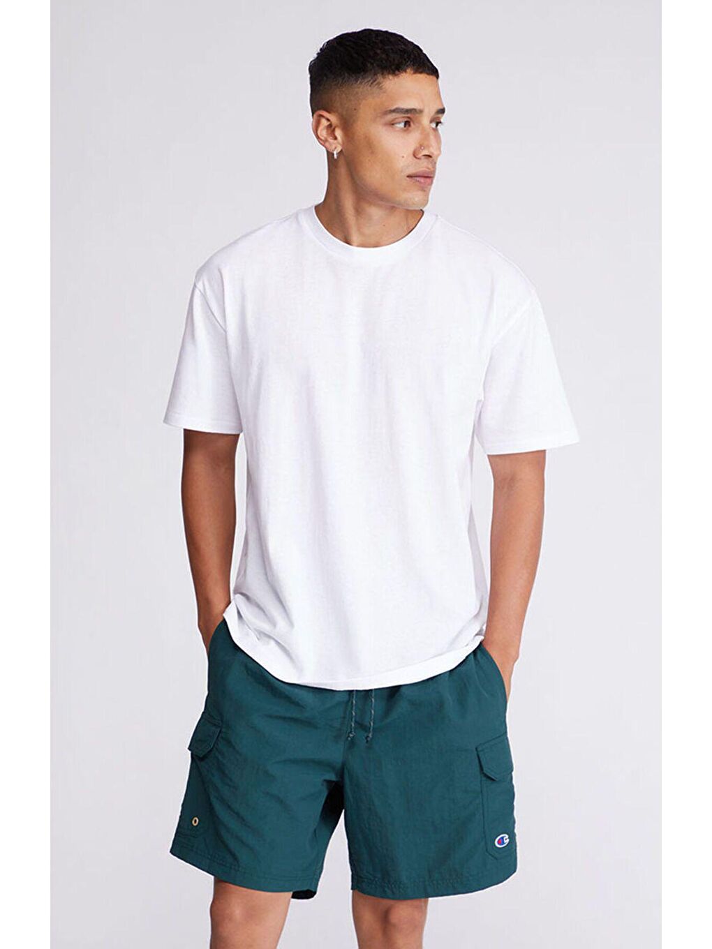 Erkek Beyaz %100 Pamuk Relaxed Rahat Kesim Bisiklet Yaka Kısa Kollu Tişört