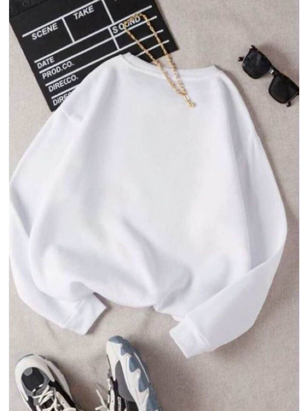 Kadın Beyaz Good Eyes Baskılı Bisiklet Yaka Sweatshirt-1