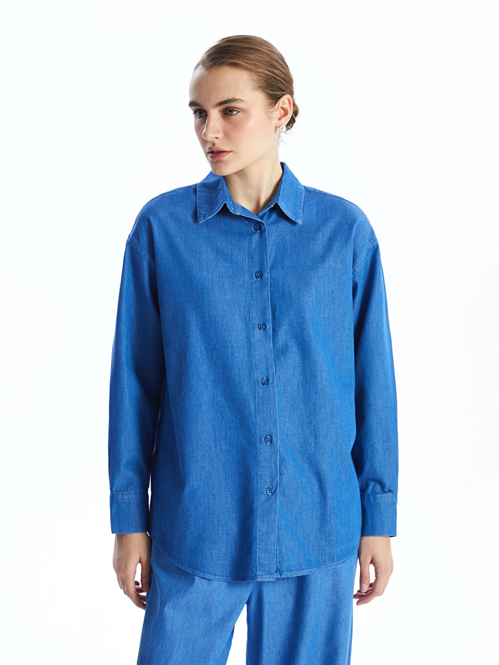 KOOR Indigo Yıkamalı Loosefit Denim Gömlek Bg06-Y - 1
