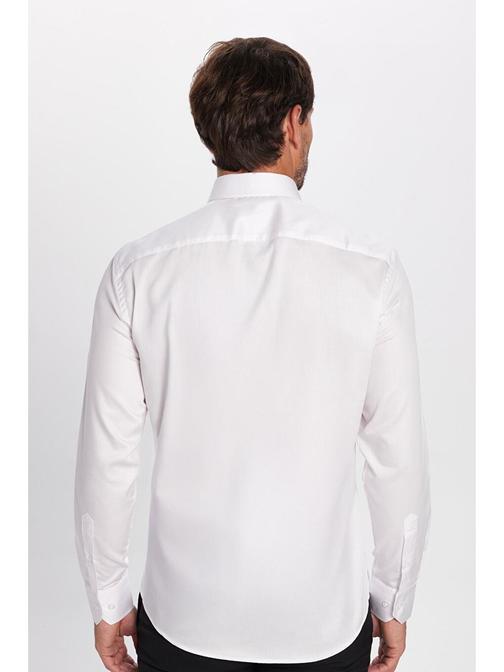 Slim Fit Beyaz Non-Iron Pamuklu Doğa Dostu Ekoteks Belgeli Ütü Gerektirmez Gömlek-1