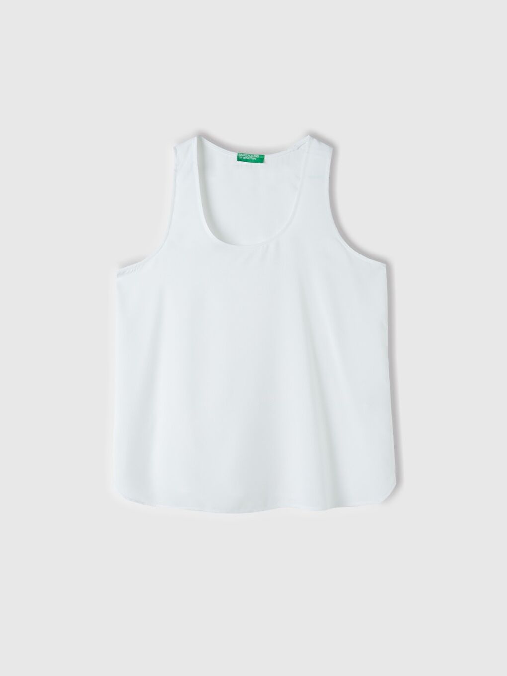 Kadın Beyaz %100 Viskoz Dekoratif Dikişli Geniş Bisiklet Yaka Kolsuz Bluz